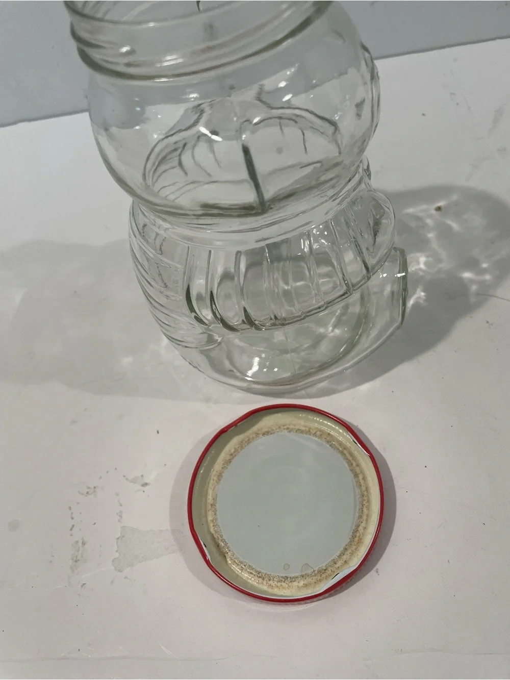 Vintage Kraft Teddy Bear Grape Jelly Jar Clear Glass 6” Tall 32 OZ Cottagecore